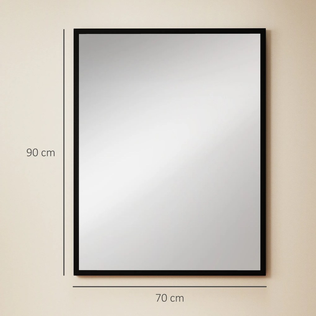 HOMCOM Lustro ścienne, 70 x 90 cm, dekoracyjne lustro wiszące, łatwy montaż, w zestawie śruby | Aosom PL