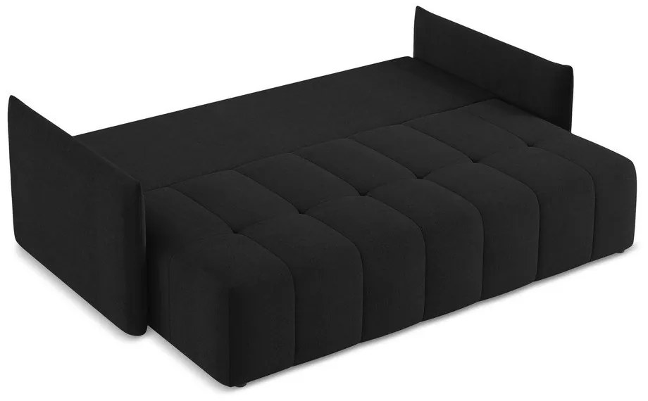 Czarna rozkładana/ze schowkiem sofa 225 cm Moku – Makamii