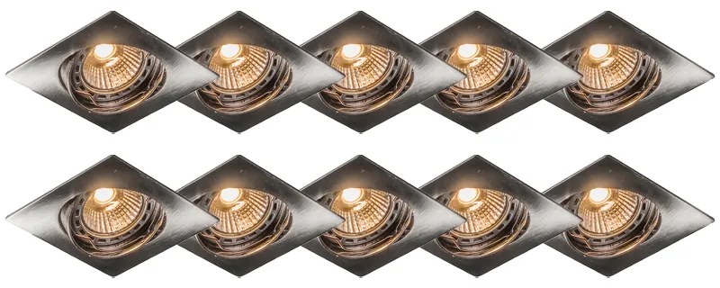 Nowoczesny reflektor wpuszczany stalowy uchylny zestaw 10 sztuk - Edu