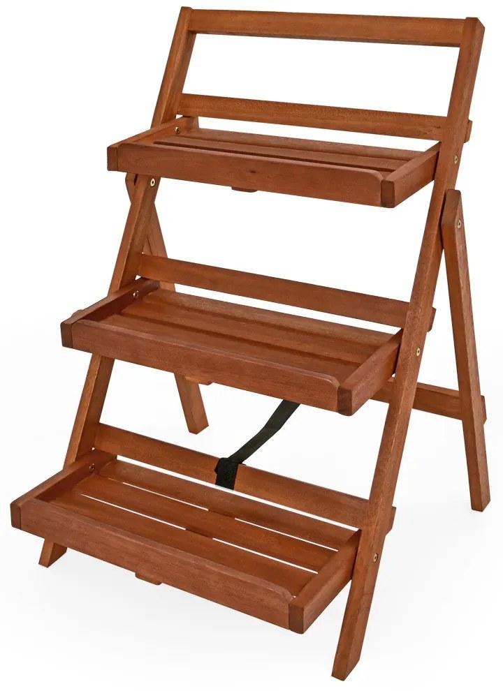 Drewniany stojak na kwiaty TULIP, 3 poziomy, 56x59x79cm, brązowy Casaria