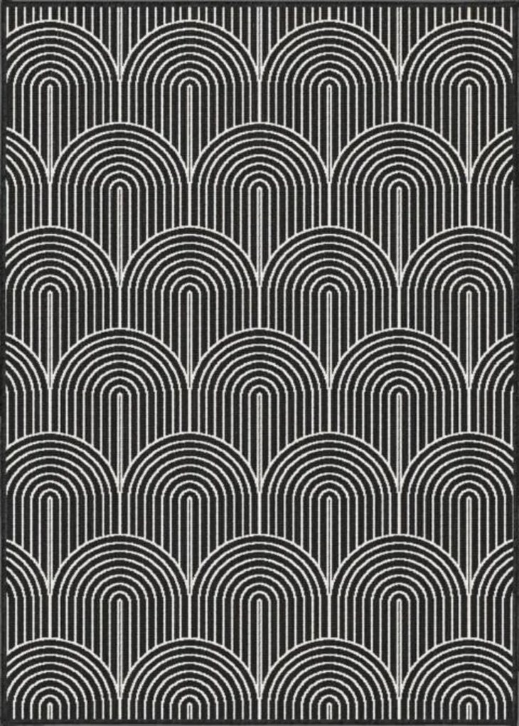 Dywan zewnętrzny dwustronny Pangli czarno-kremowy 120 cm x 170 cm