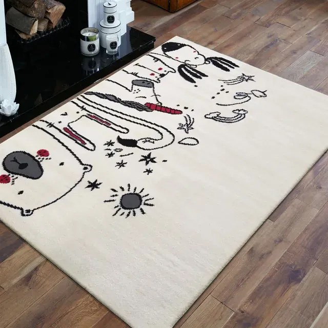 Biały dywan dziecięcy w zwierzątka B9-F43