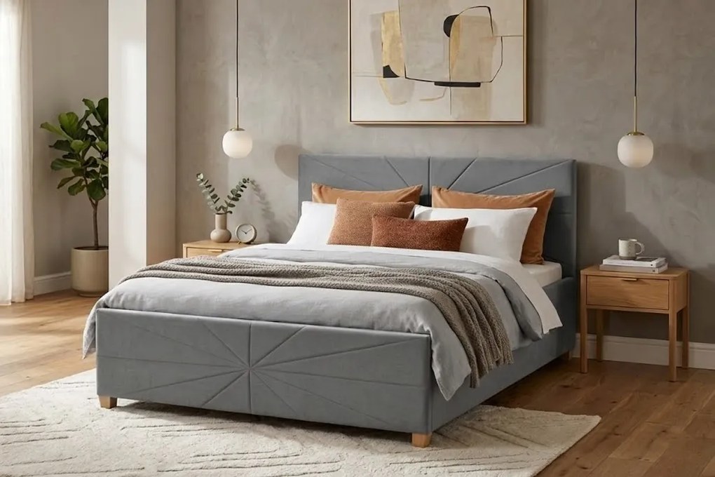 Łóżko PATI 120x200 cm Jasny szary Z materacem