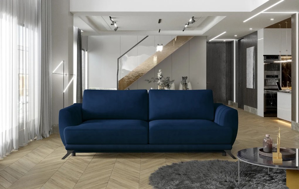 Sofa rozkładana z funkcją spania MEGIS VELVET granatowa ELTAP