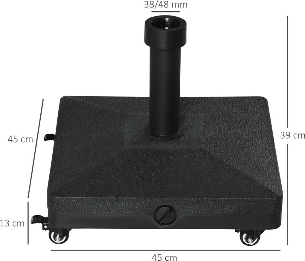 Outsunny podstawa pod parasol 38/48mm na kółkach, stabilna do 20kg na taras balkon ogród - Aosom PL