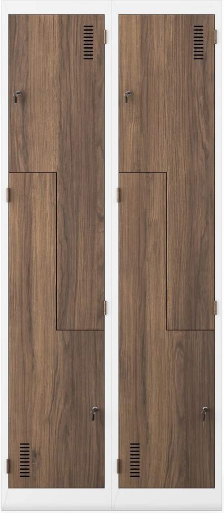 Szafa socjalna czterokomorowa Eco Design Julia, 80x45x185 cm, biały/orzech