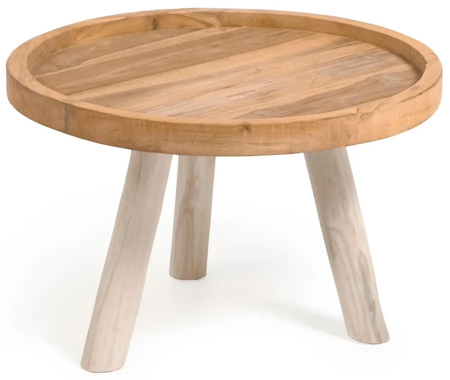 Okrągły stolik z litego drewna tekowego w naturalnym kolorze ø 55 cm Glenda – Kave Home