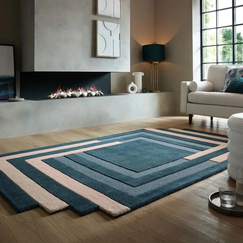 Ciemnozielony wełniany dywan tkany ręcznie 200x290 cm Labyrinth Shaped – Flair Rugs