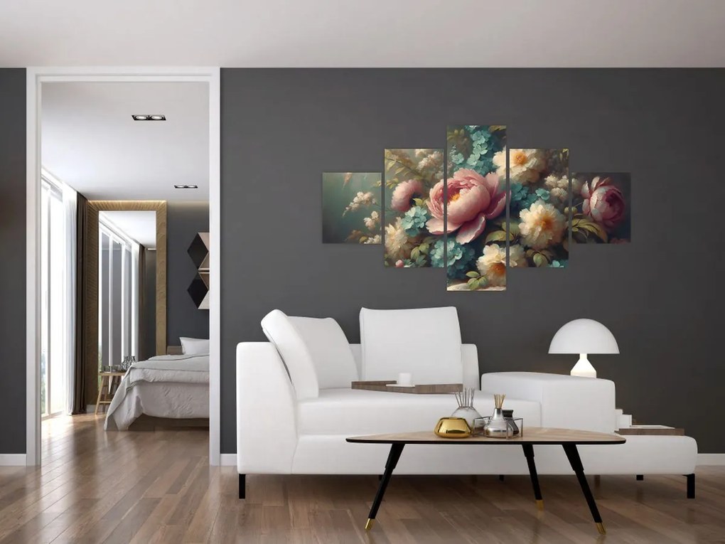 Obraz - Martwa natura z kwiatami - obraz (125x70 cm)