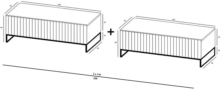 Zestaw 2 białych ryflowanych szafek pod TV - Irving 10X