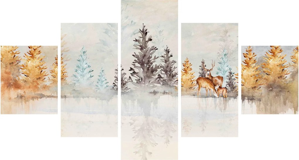Obraz - Akwarelowy las (125x70 cm)