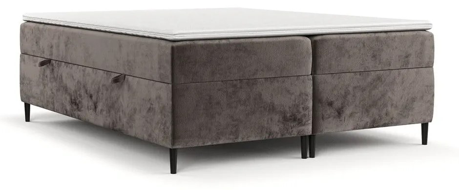 Brązowe łóżko boxspring ze schowkiem 200x200 cm Araya – Maison de Rêve