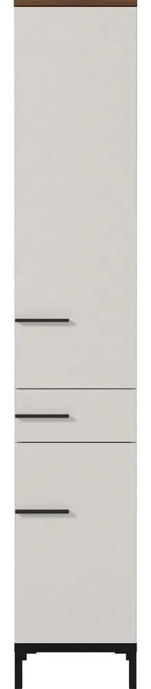Szarobeżowa wysoka szafka łazienkowa w dekorze orzecha 34x190 cm Yonkers – Germania