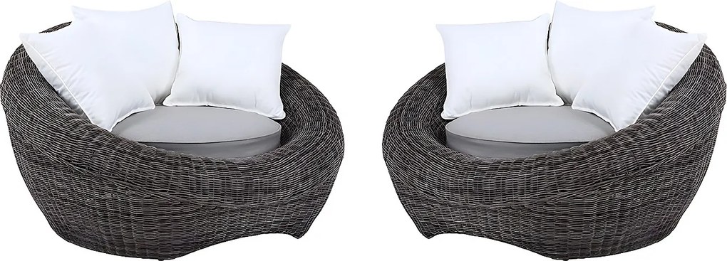 Zestaw 2 foteli ogrodowych WHITEHEAVEN z technorattanu - Kolor szary