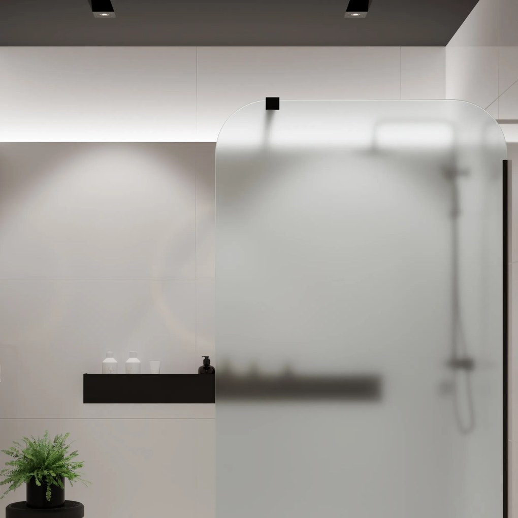 Ścianka prysznicowa Walk-in szkło satynowe matowe 8 mm MOLIS Satin Square MASSI | rożne rozmiary : Kolor profili kabiny - czarny, Szerokość ścianki - 70 cm