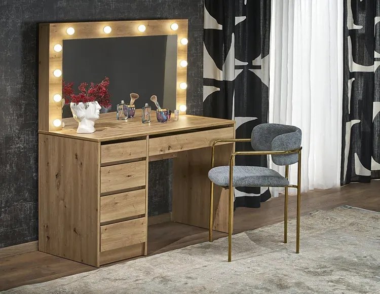 Toaletka Z Lustrem I Led Dąb Artisan R0-F39
