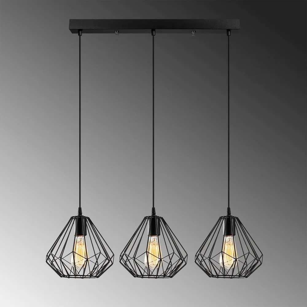 Czarna lampa wisząca z metalowym kloszem Diamond – Opviq lights