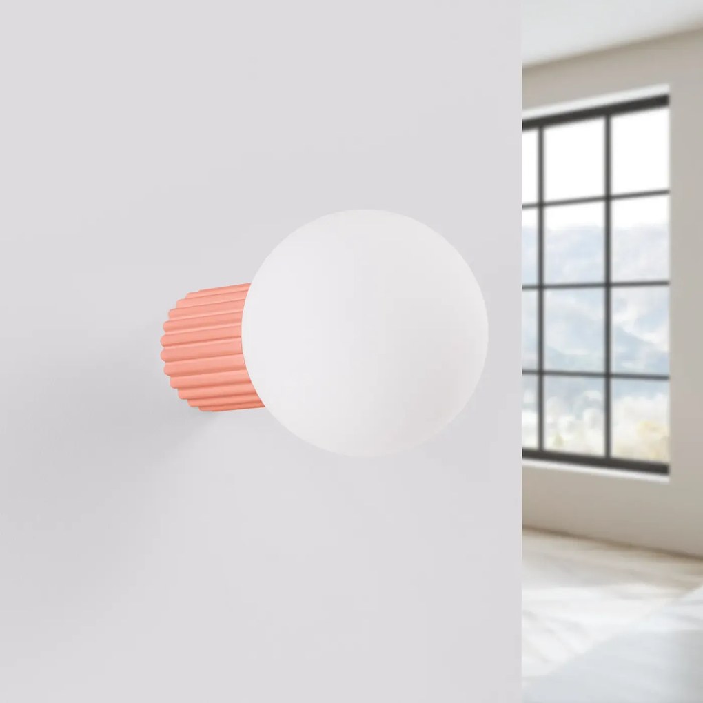 Kinkiet HALO brzoskwiniowy IP44 ryflowany SOLLUX  LIGHTING
