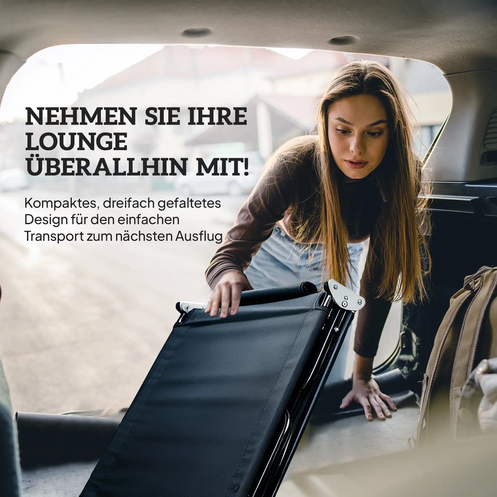 Outsunny Leżak z otworem na twarz i poduszką, składany, wodoodporny pokrowiec, metalowa rama, czarny | Aosom PL