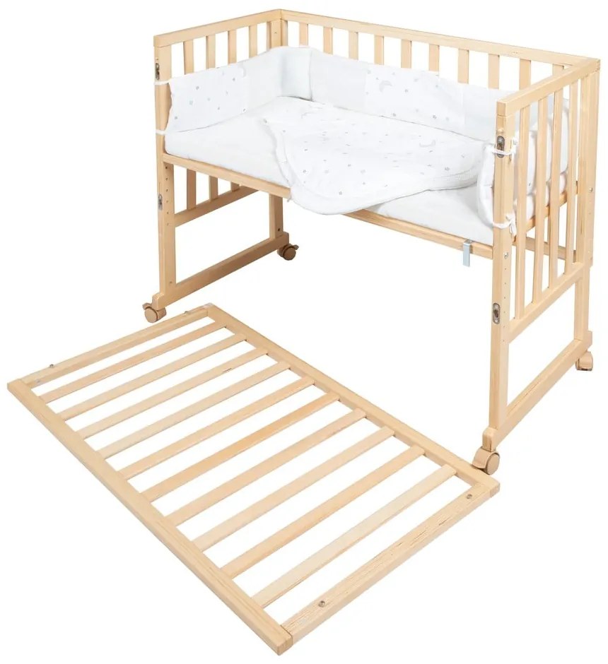 Łóżeczko na kółkach 90x45 cm w naturalnym kolorze Star Magic – Roba