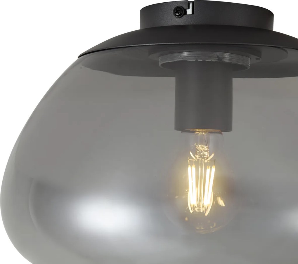 Designerska lampa sufitowa grafitowa z przydymionym szkłem - Giselle