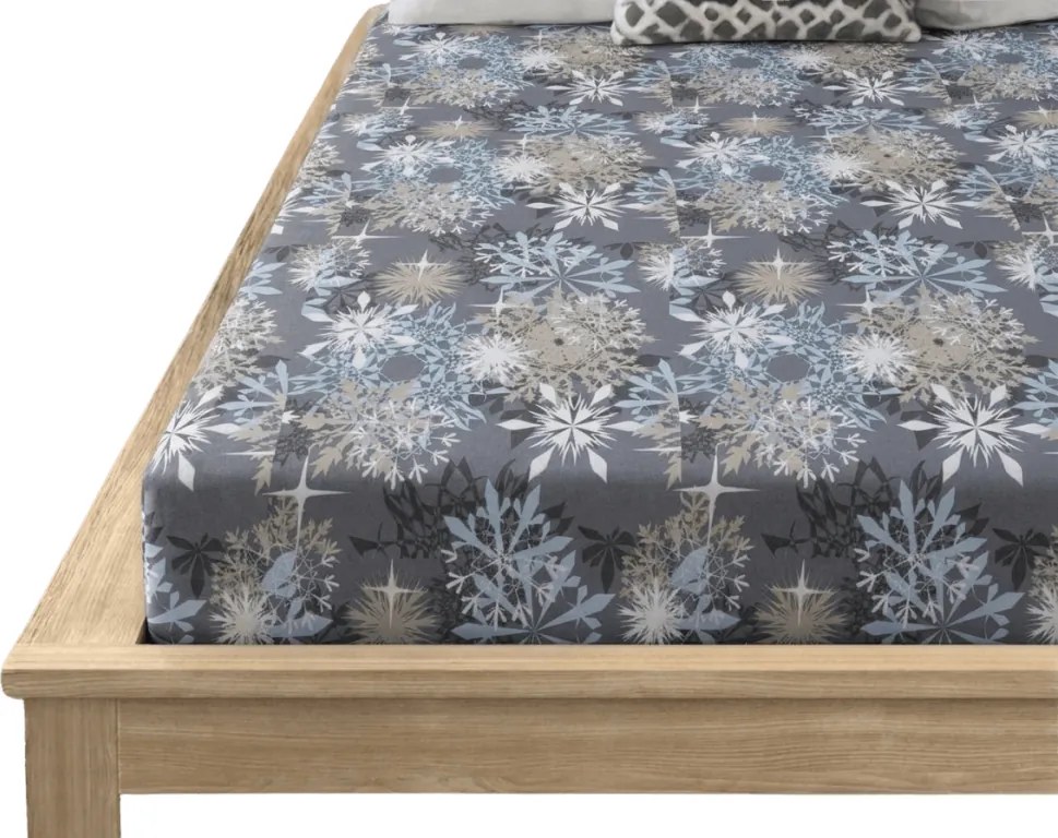 PrzytulneMieszkanie.pl Prześcieradło z mikrofibry SNOWFLAKE niebieskoszare 90x200 cm