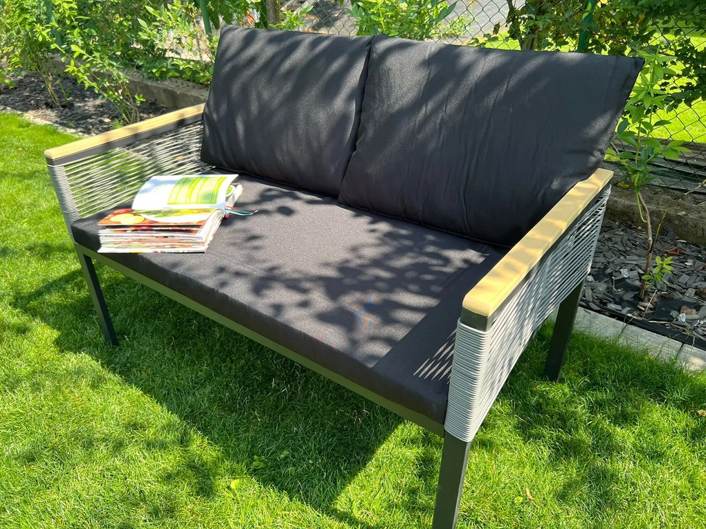 Kanapa Ogrodowa z technorattanu Dwuosobowa CORTO czarna
