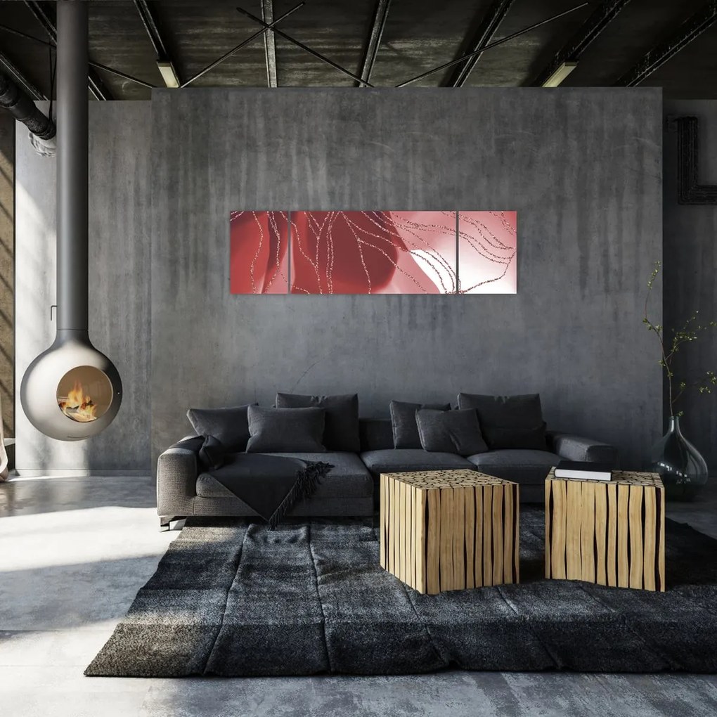 Obraz - Czerwony abstrakcyjny kwiat N⁰1 (170x50 cm)
