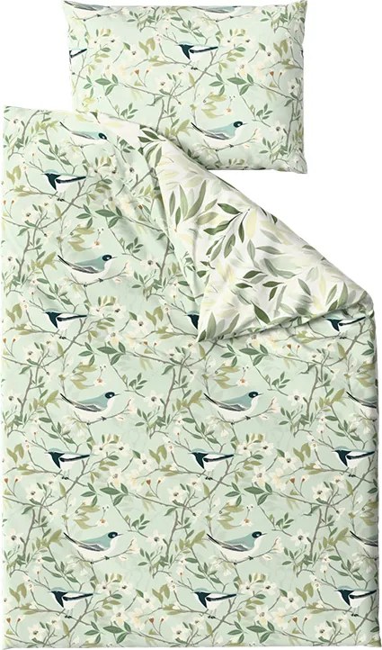 PrzytulneMieszkanie.pl PrzytulneMieszkanie.pl Pościel z polibawełny FLORIBIRD POLY zielona Rozmiar pościeli: 70 x 90 cm | 140 x 200 cm
