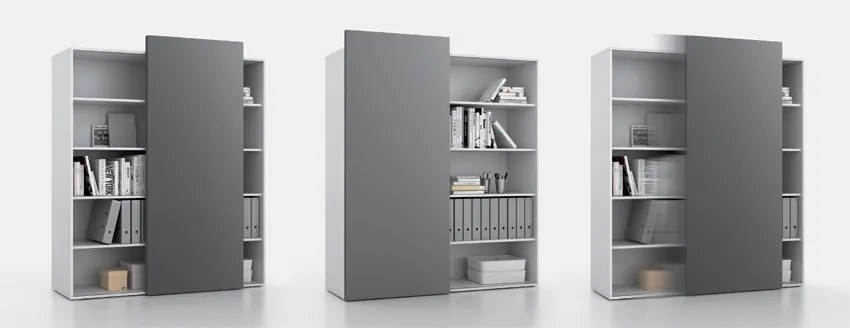 PLAN Regał biurowy wysoki BLOCK, 1600 x 400 x 1748, Biały / grafitowy