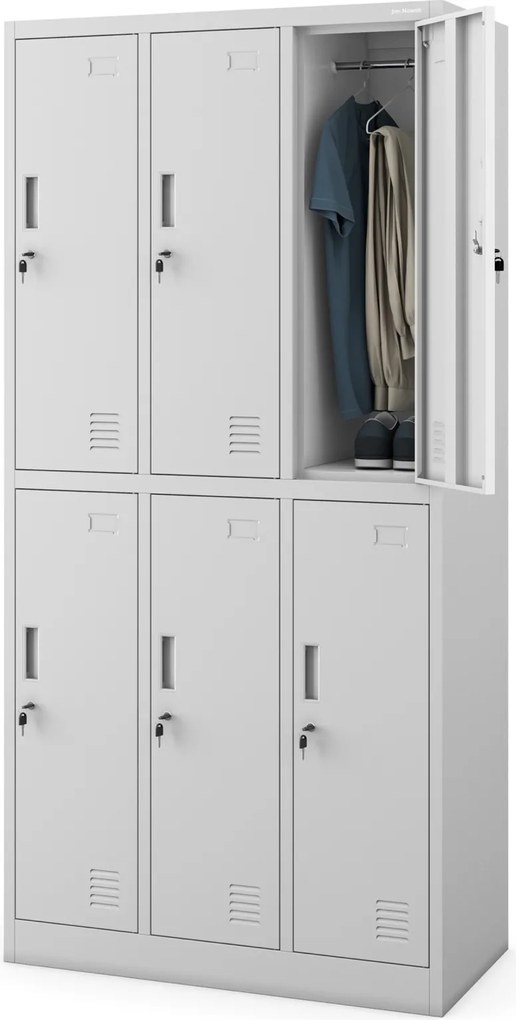 Szafa socjalna 6-skrytkowa Igor 90x45x185 cm szara