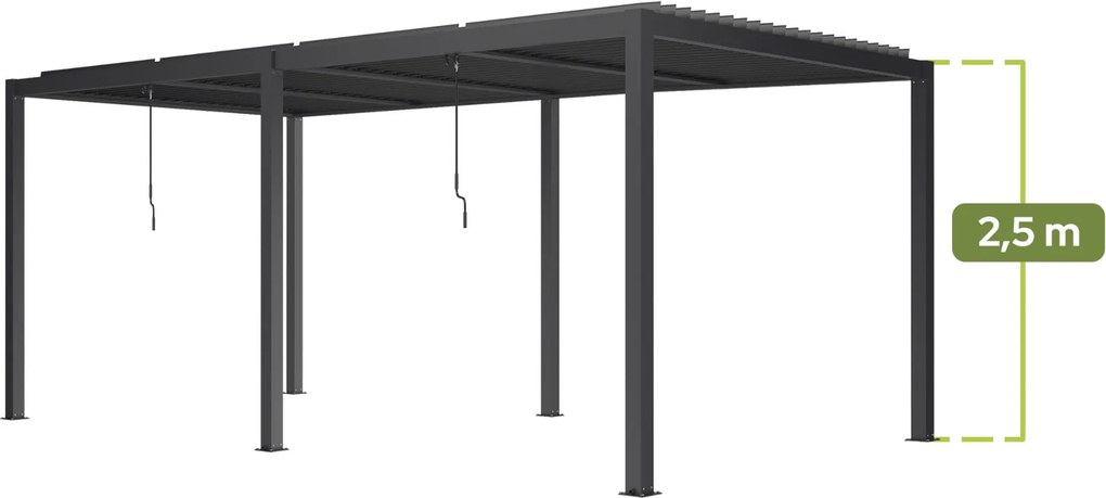 PERGOLA OGRODOWA LUXE 5.8X3X2.5M ANTRACYT Z OŚWIETLENIEM LED