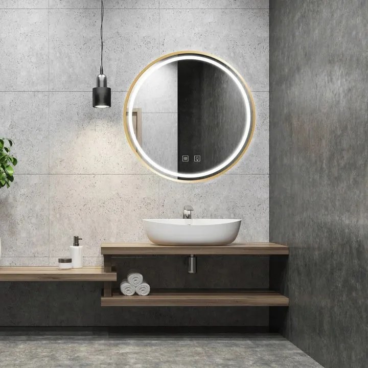 LUSTRO ŚCIENNE LED 70cm MMJ Złote Szczotkowane