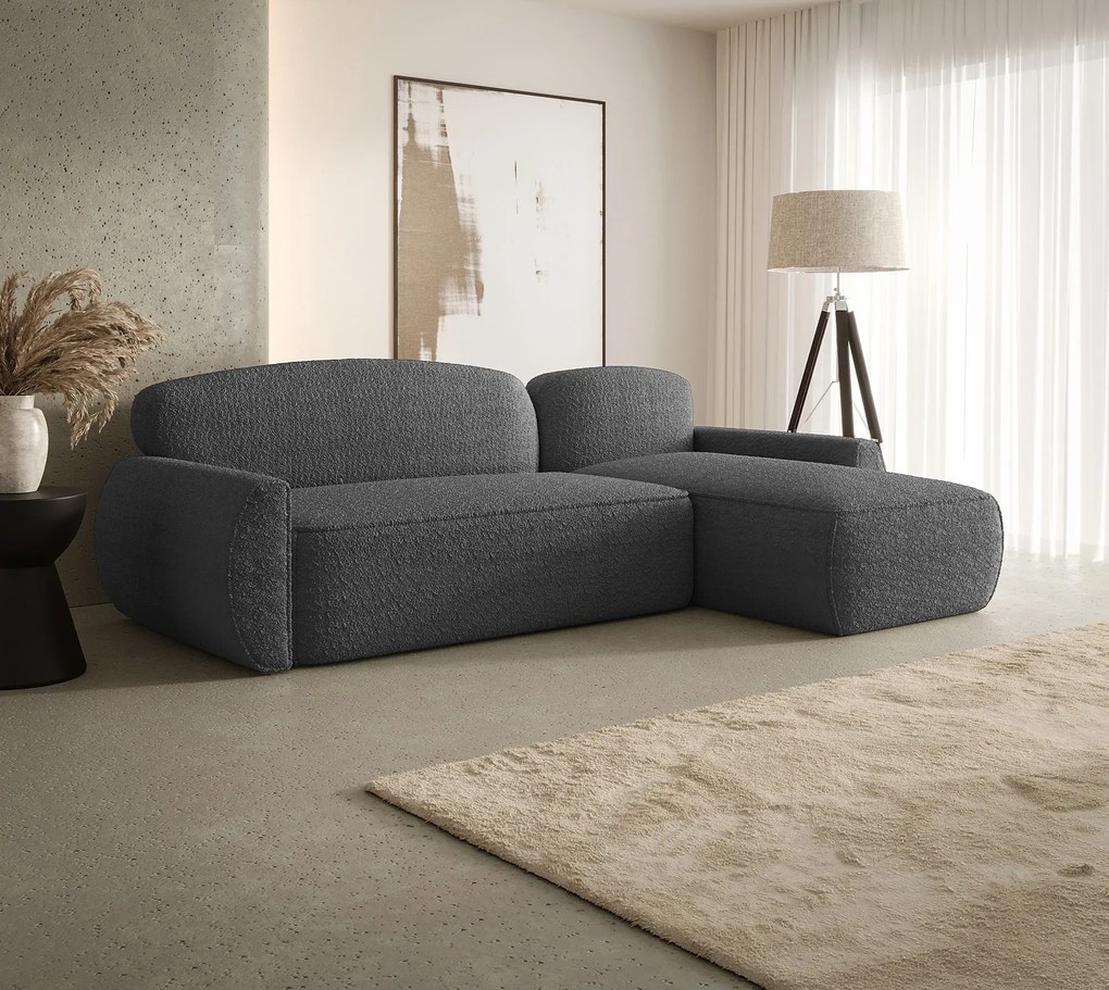 Ciemnoszary rozkładany narożnik L z pojemnikiem C6-C94