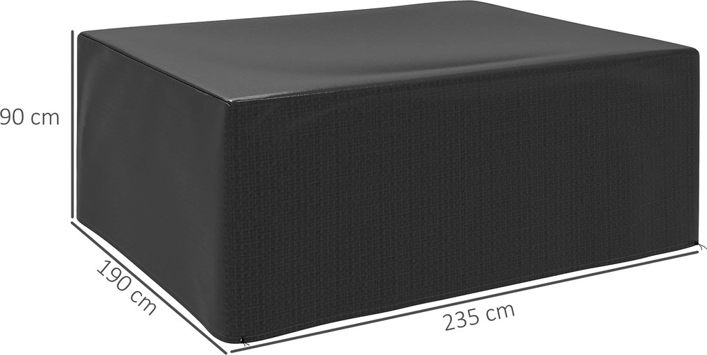 Outsunny Pokrowiec na Meble Ogrodowe Wodoodporny Zimowy Ochronny 235 x 190 x 90cm Czarny | Aosom PL