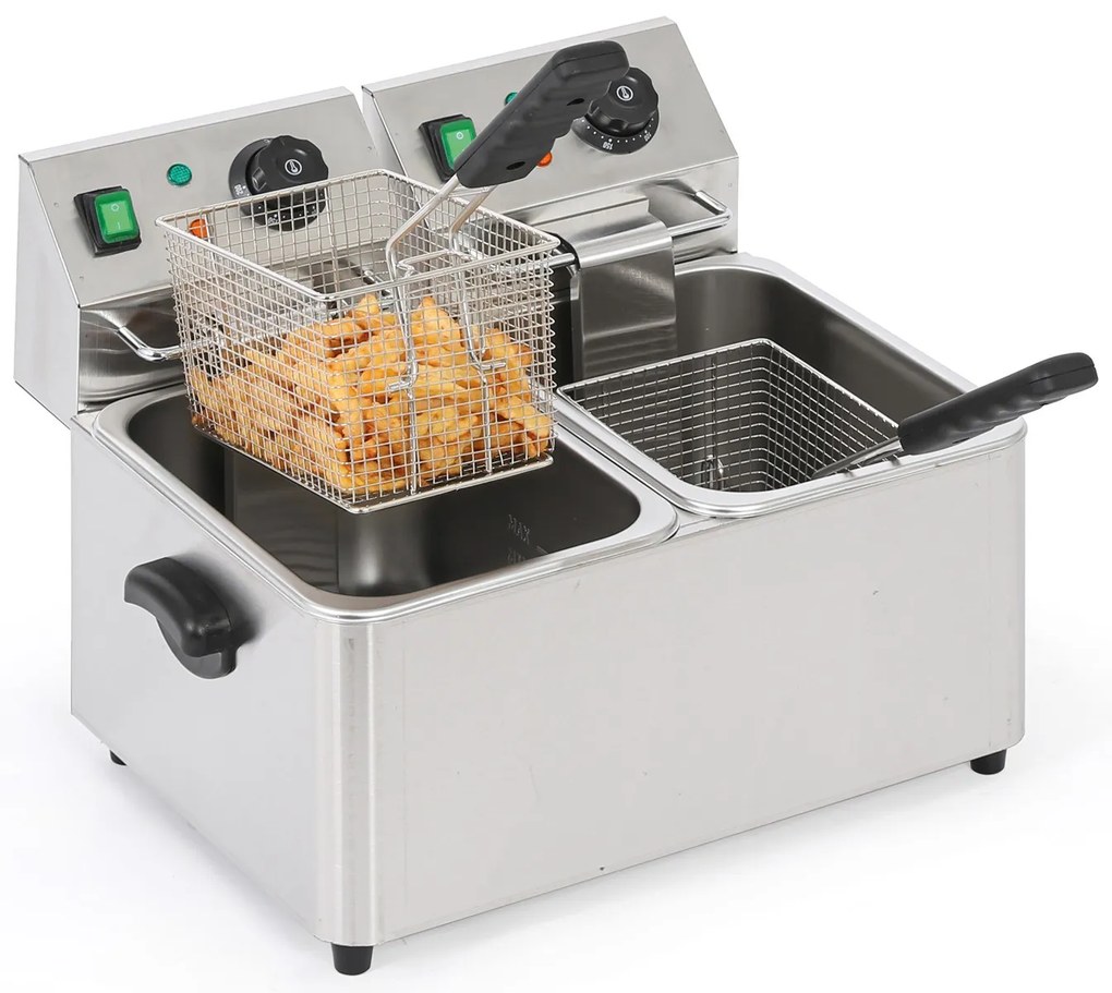 Profesjonalna frytownica elektryczna 2×4L, 2×2000W