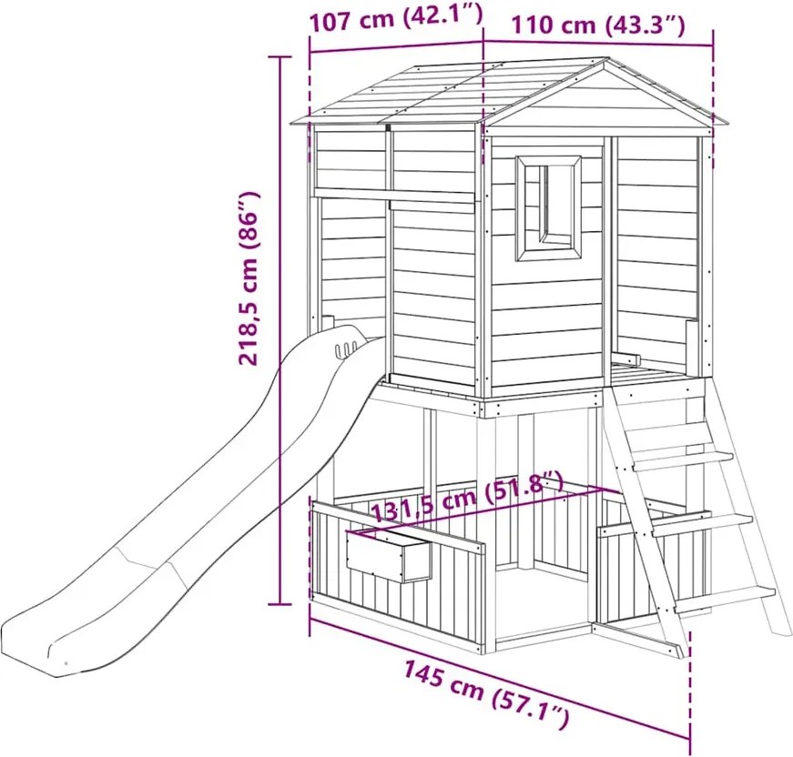 Niebieski plac zabaw ze zjeżdzalnią i piaskownicą Z0-C62
