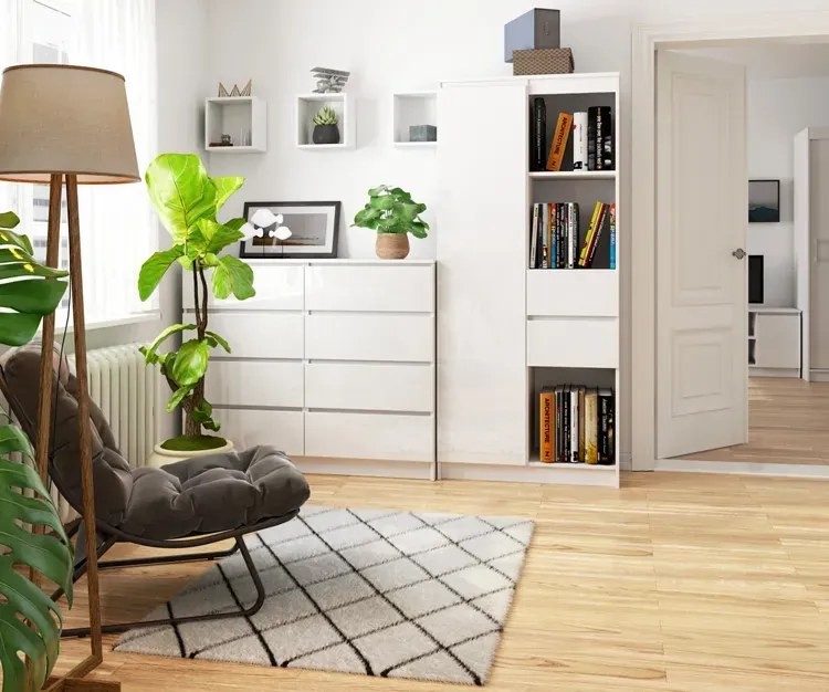 Regał biały w połysku z szufladami A5-L92