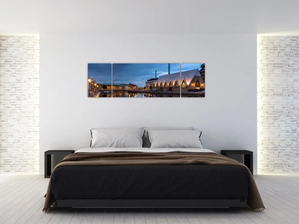 Obraz kanału wodnego - Göteborg (170x50 cm)