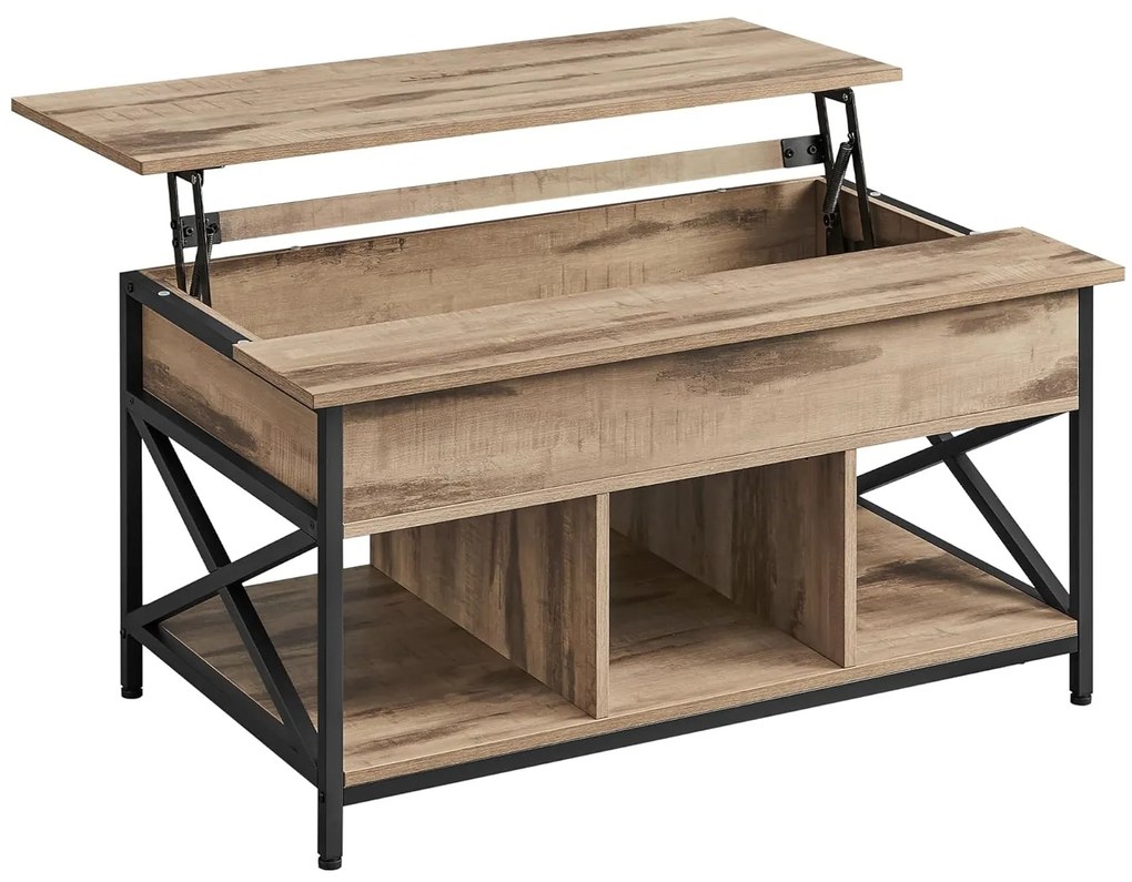 Vasagle Regulowany stół konferencyjny LUBOR, 60x100x(48-62)cm, camel brąz/czarna