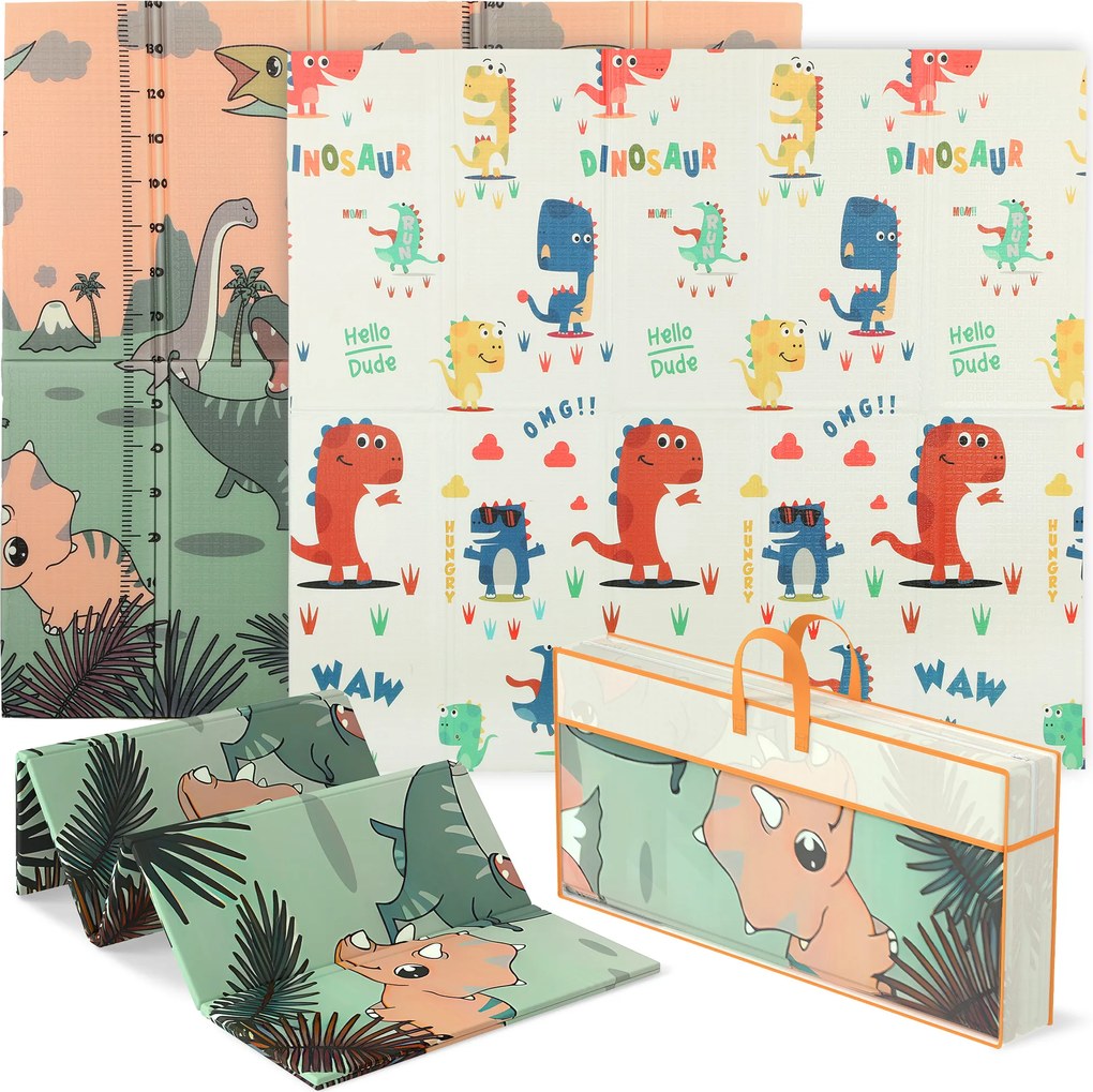 AIYAPLAY Mata do zabawy dla niemowląt 196 x 176 x 1,5 cm składana dwustronna mata do raczkowania wielokolorowa