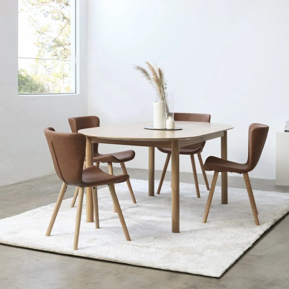 Rozkładany stół z blatem w dekorze dębu 100x190 cm Gallina – Unique Furniture