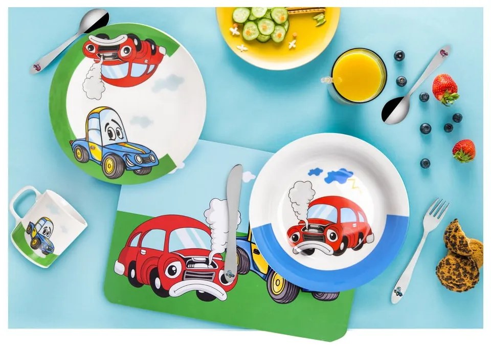 3-częściowy zestaw dziecięcych porcelanowych naczyń Orion Cars