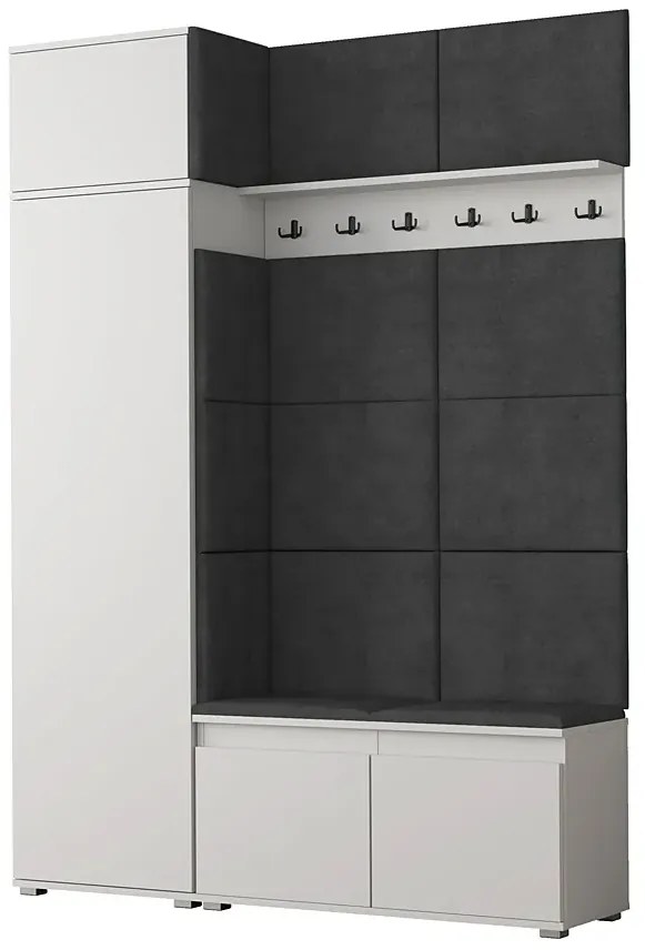 Szafa z siedziskiem tapicerowanym biały + szary M0-N92