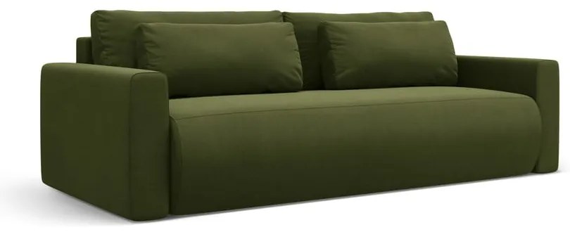 Zielona aksamitna rozkładana sofa ze schowkiem 238 cm Belfast – Cosmopolitan Design