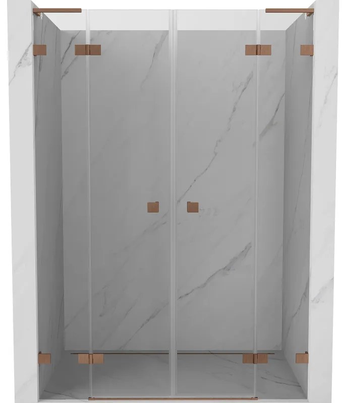 Mexen Lunar L Duo drzwi prysznicowe uchylne 140 cm, transparent, miedź szczotkowana - 834DL-140-000-65-00