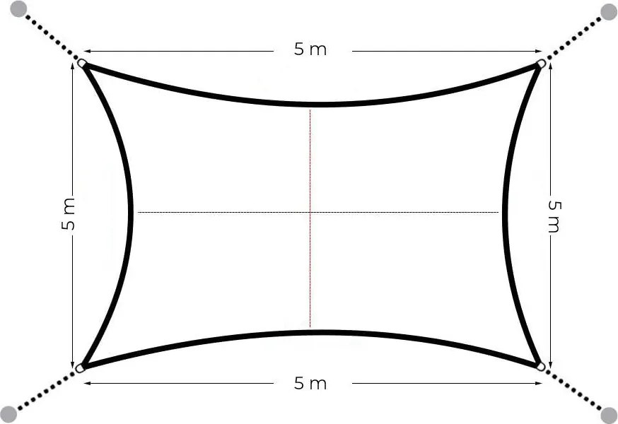 Kwadratowy żagiel przeciwsłoneczny 196G, daszek wodoodporny - 5x5 m, szary