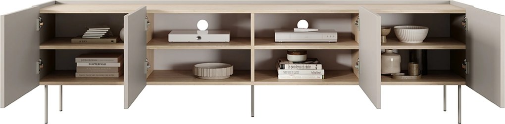 Szafka RTV Desin na metalowych nogach 220 cm - kaszmir / dąb nagano