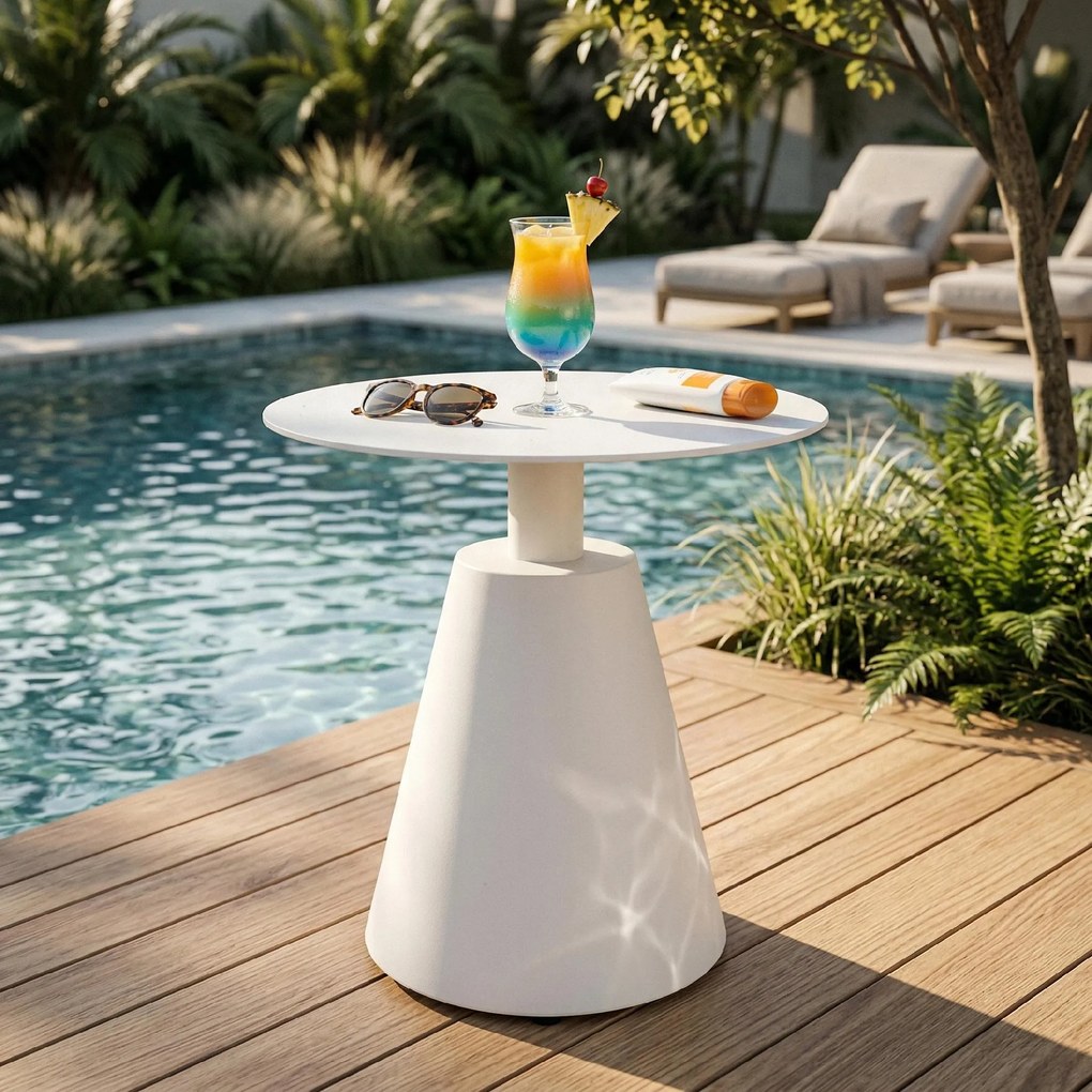 Stolik ogrodowy aluminiowy beżowy okrągły 40x40x50 cm lekki odporny taras