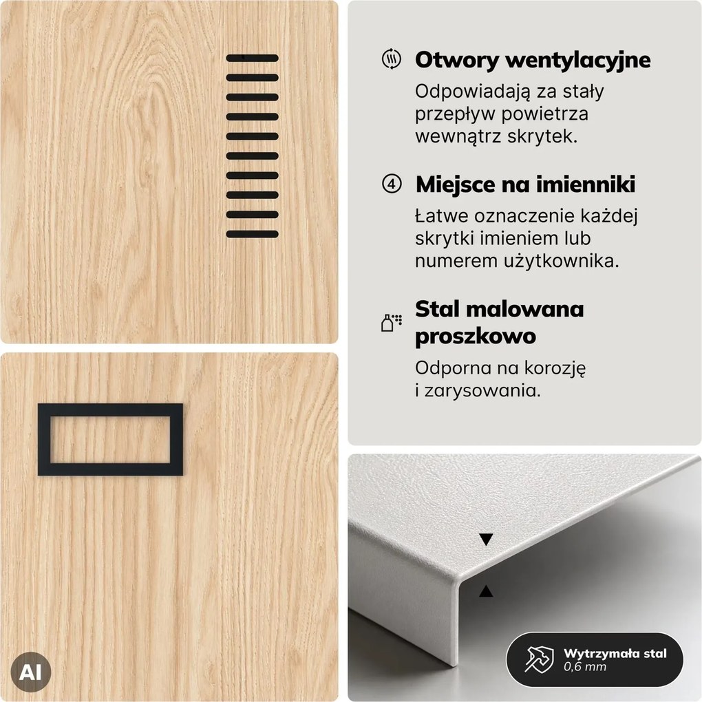 Szafa socjalna czterokomorowa Eco Design Kacper 80x50x180 cm, antracyt/dąb sonoma